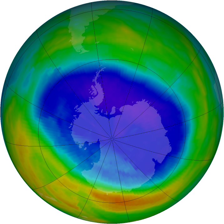 Antarctic ozone map for 15 September 1992